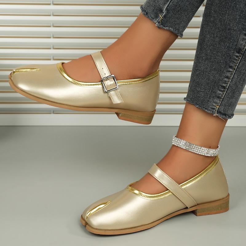 Fashion 2025 Spring/Autumn New Retro Toe Women's Low Top Shoes Fashion Luxury Buckling Ballet Flats Women's Shoes Zapatos De Mujer