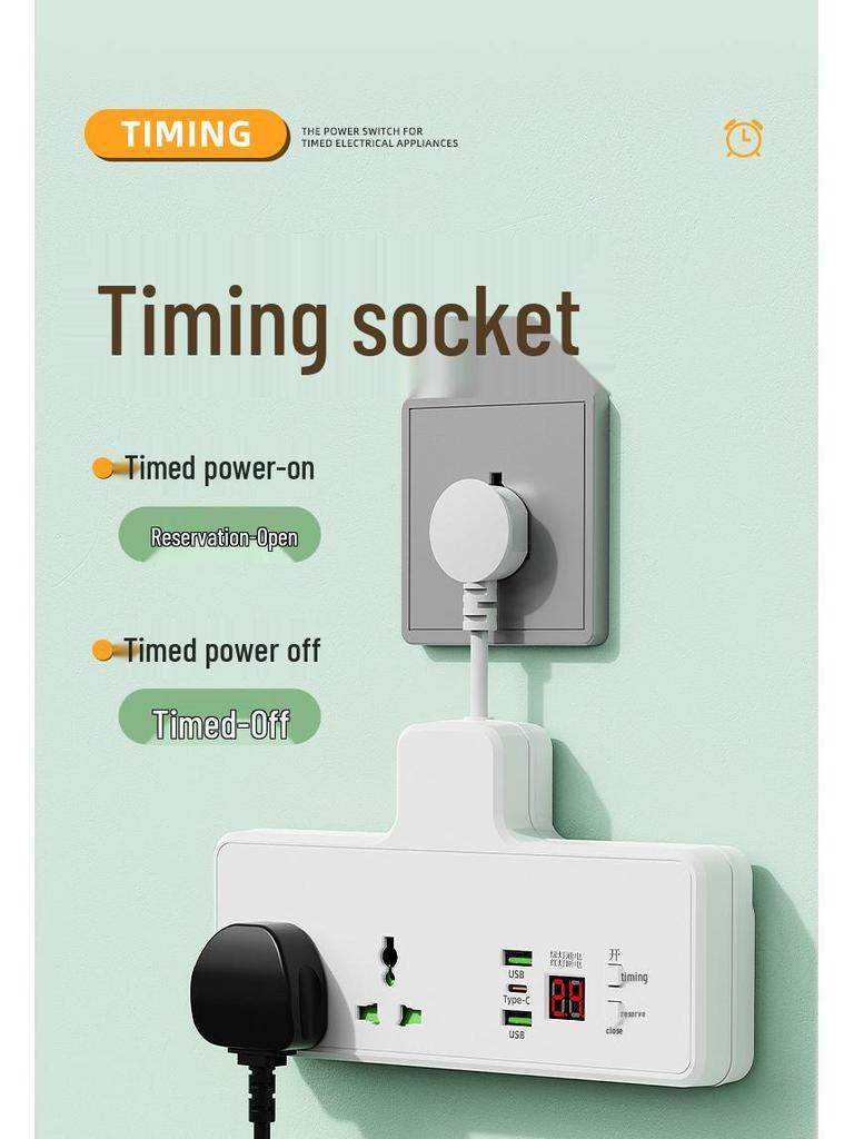 International Smart Timer Socket with Overcharge Protection (Hong Kong, Israel, South Korea, Russia, Europe, Australia Compatible).