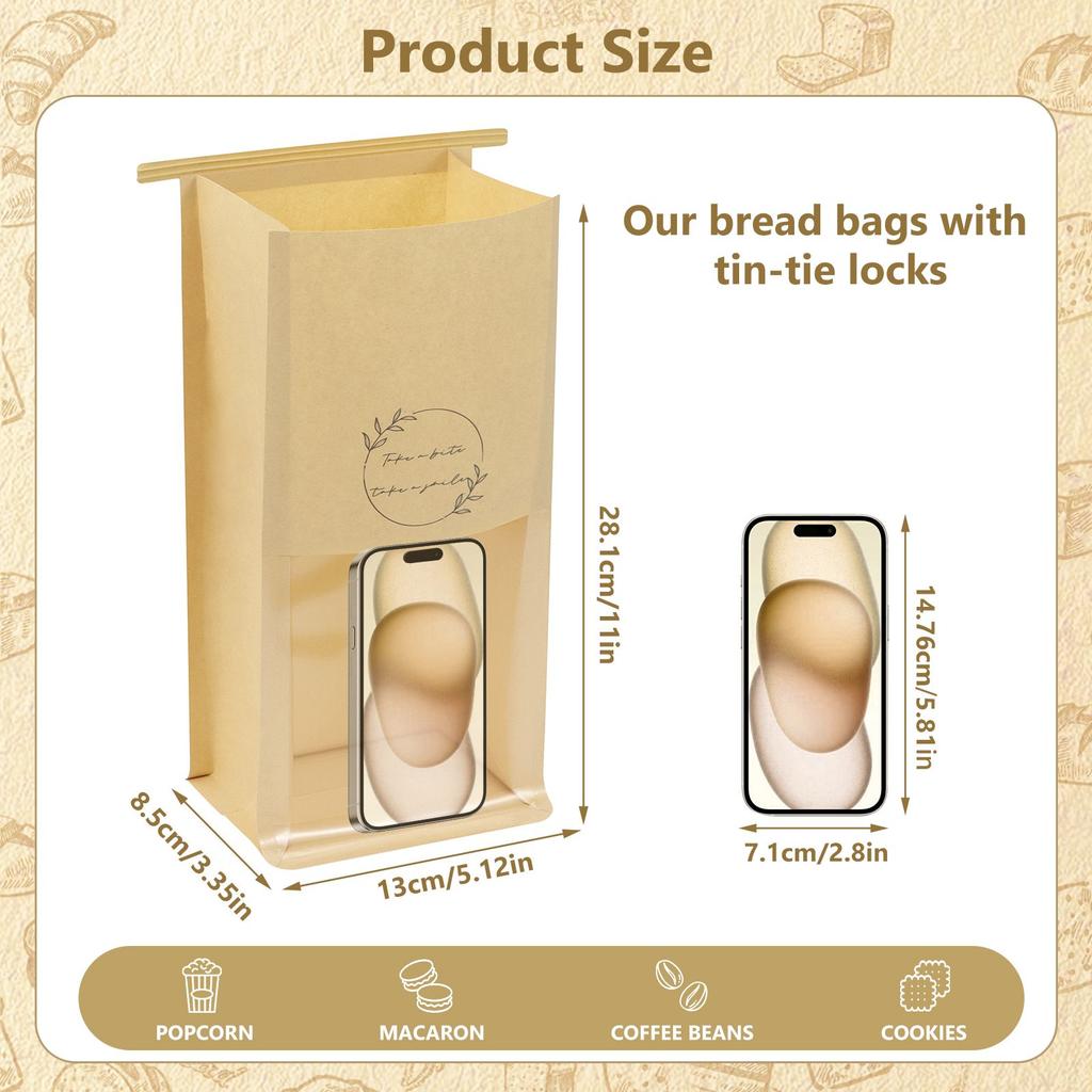 Kraft Cookie Packaging Bags Paper Small Baked Goods Packaging Paper Kraft Paper Cookie Bags