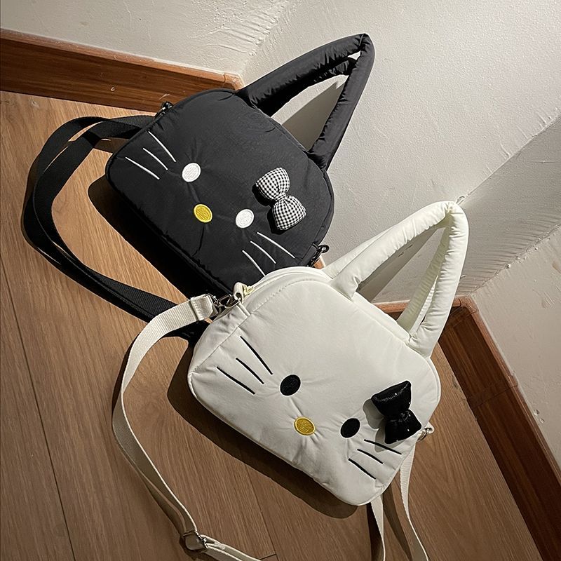 Cute Cartoon Kitty Handbag New Women's Shoulder Bag Crossbody Bag Large Capacity Commuter Tote Bag Solid Color Women Handbag