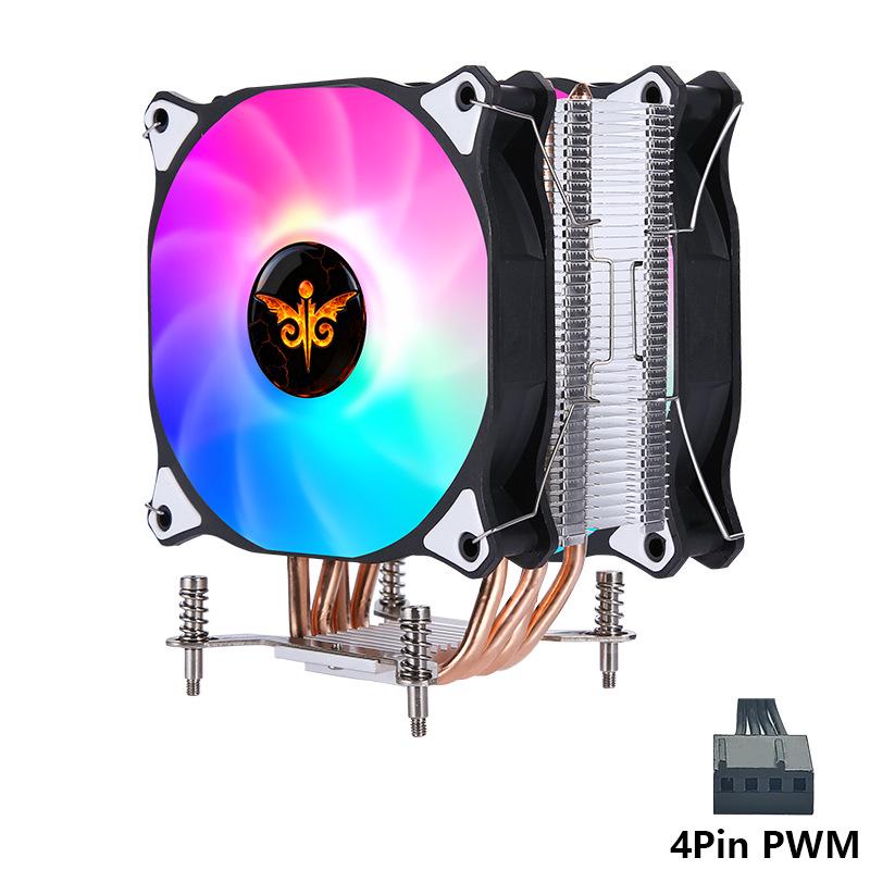 12cm Silent PWM CPU Cooler with 4 Copper Pipes, Single Tower, LGA2011 Compatible, Colorful Lights