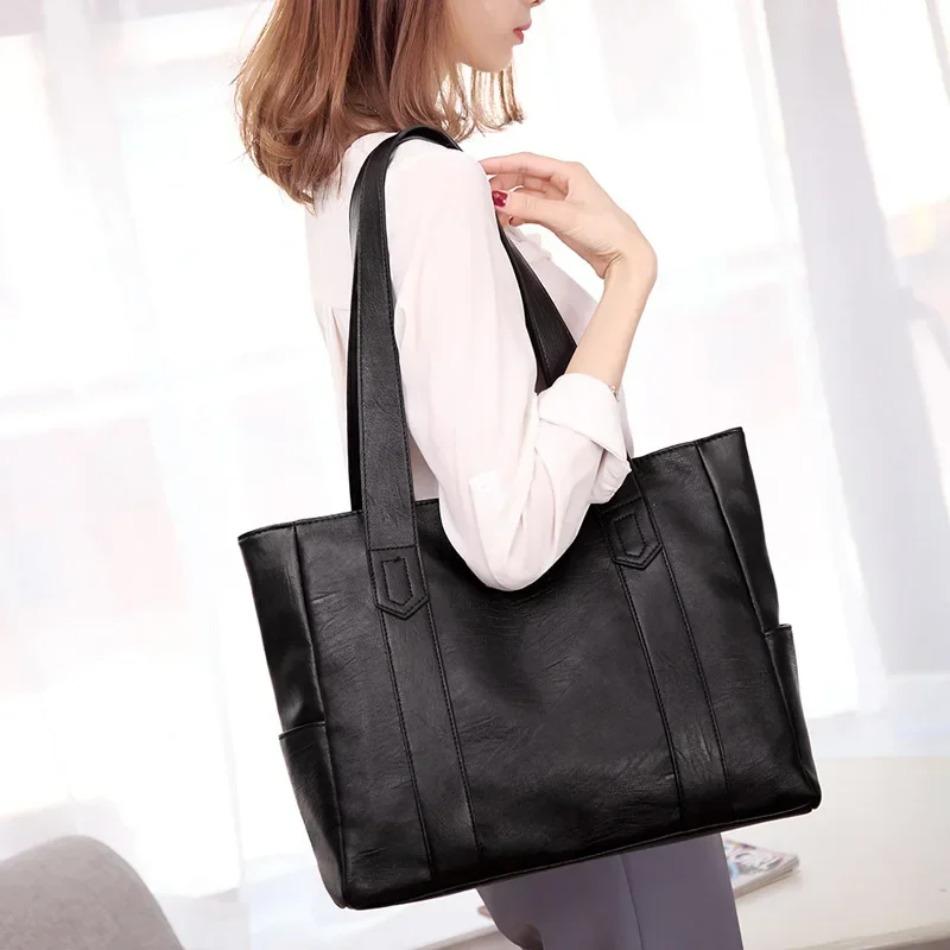 1 Stück Mode Damen Einfarbig Schultertasche Weiches PU-Leder Pendeln Große Kapazität Lässige Tragetasche Handtasche für Damen