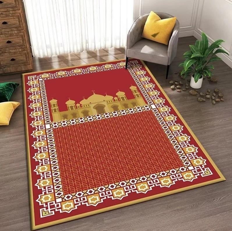 Islam Muslim Prayer Mat Living Room Decor Anti-slip Carpets Bedroom Bedside Soft Rug Entrance Doormat Machine Washable Carpet
