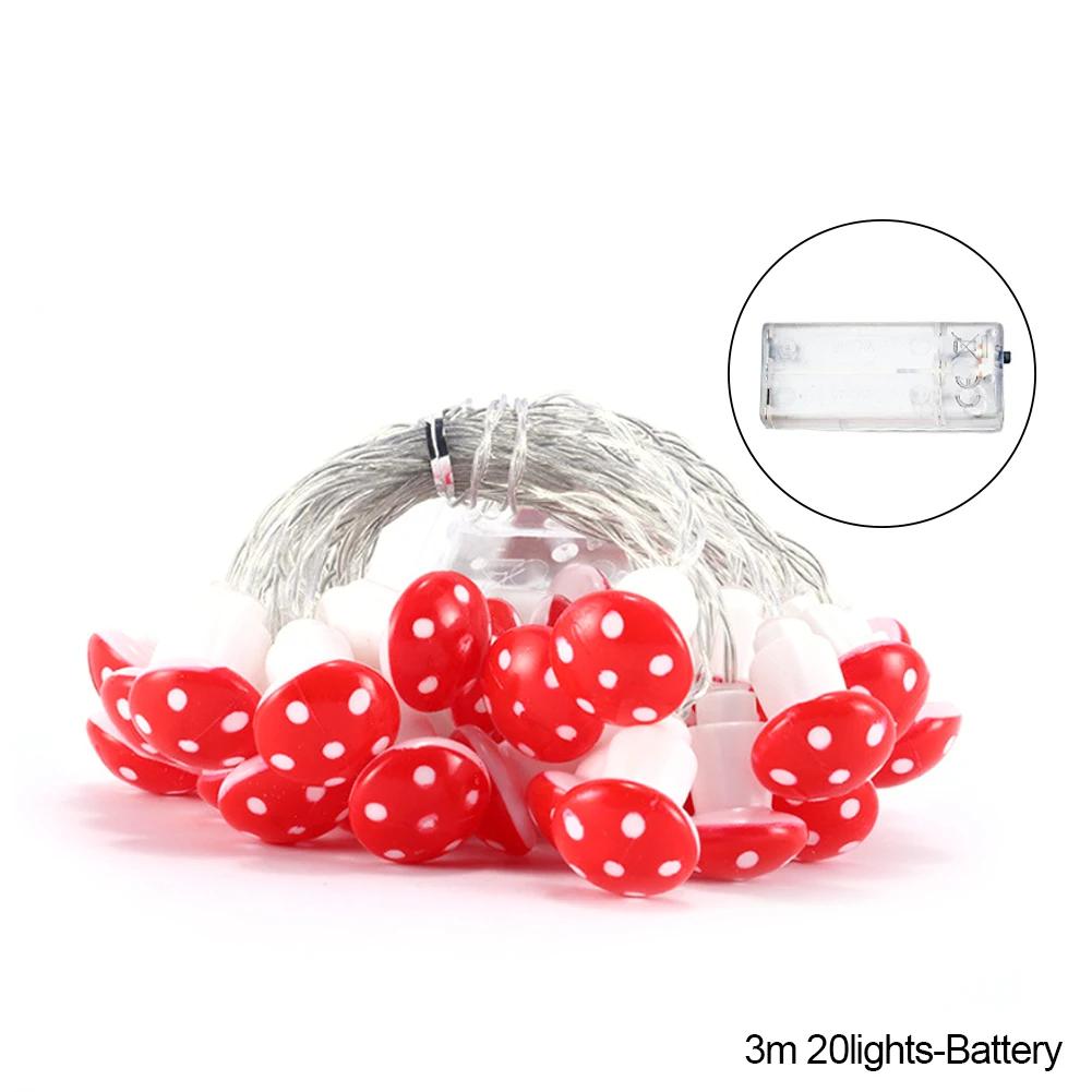 LED Garland String Lights USB Battery Powered Warm White Waterproof Mushroom Fairy Lights For Holiday Christmas Party Decoration