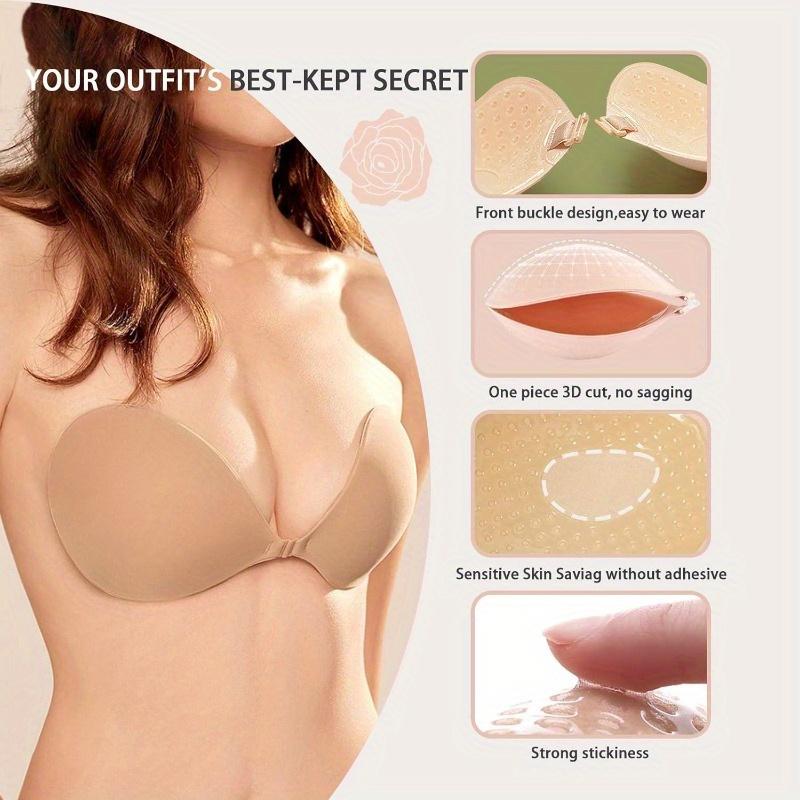 2 Pairs One Pair Each of Skin Color and Black Strapless Bonded Invisible Bra (for Women's Backless Dresses), Reusable Nipple Shield Bras