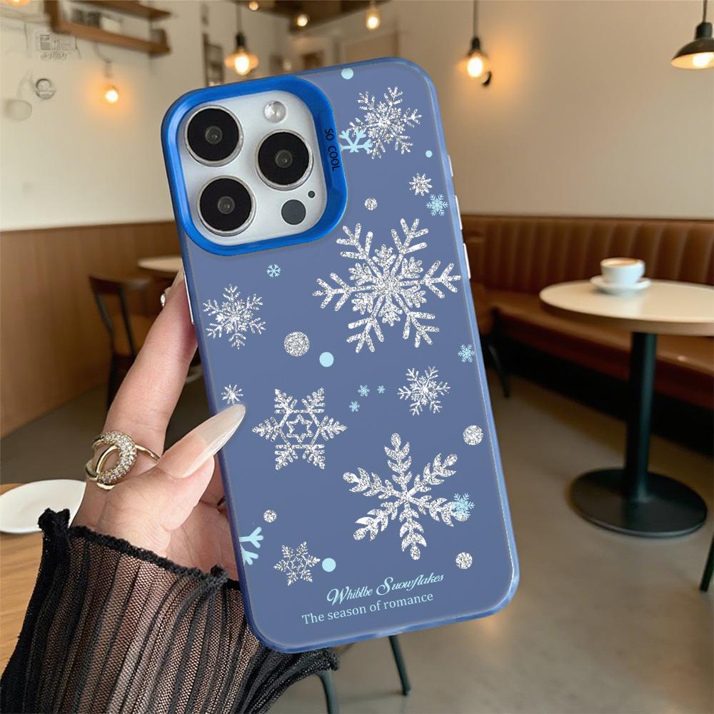 Silver Snowflakes Shockproof Phone Case for Iphone 16 15 14 13 12 11 Pro Max/Mini Anti-Scratch Premium Hard Cover