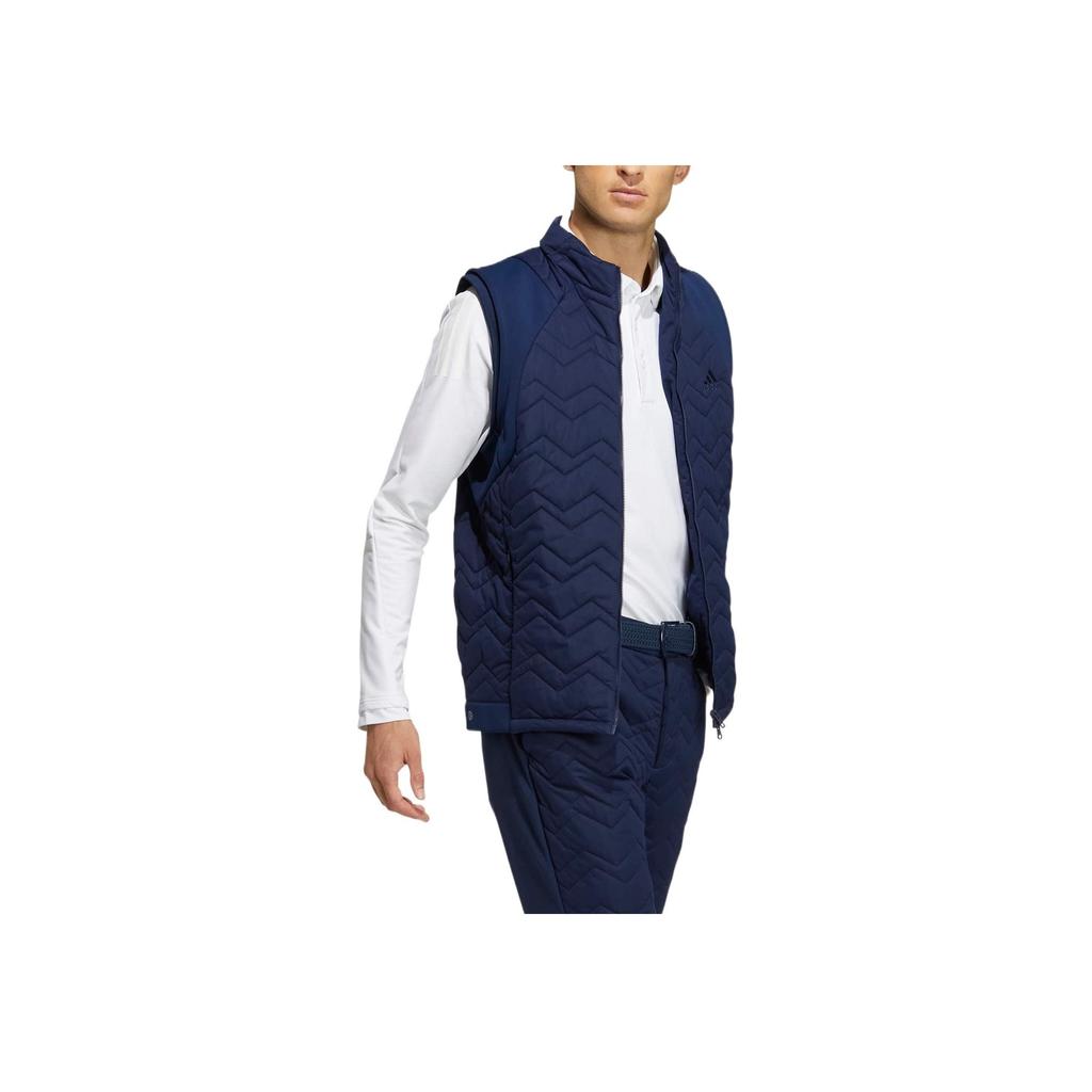 Adidas Solid Color Printed Pattern Stand Collar Zipper Sleeveless Vest Men Vests Blue HM7623