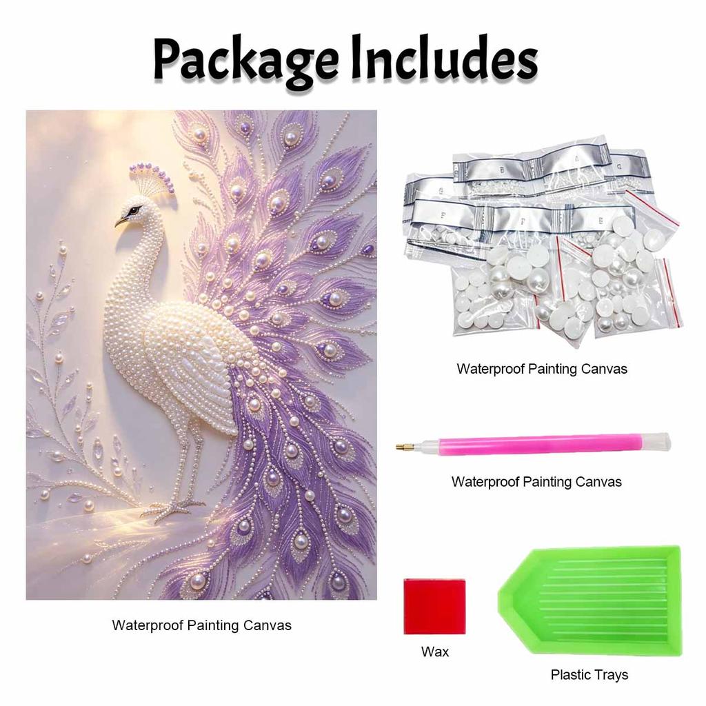 Handmade Elegant Purple Peacock Pearl DIY Painting Creative Interior Wall Art Fine Gift For Household Home Space Beautification Art Decor