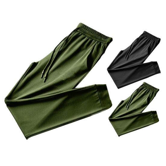 Pantaloni de sport din plasă pentru bărbați, cu uscare rapidă, subțiri, ușoare, pentru jogging, pantaloni de sport, cu cordon, talie elastică, cu bandă la gleznă, de culoare solidă, pantaloni de lucru pentru sală