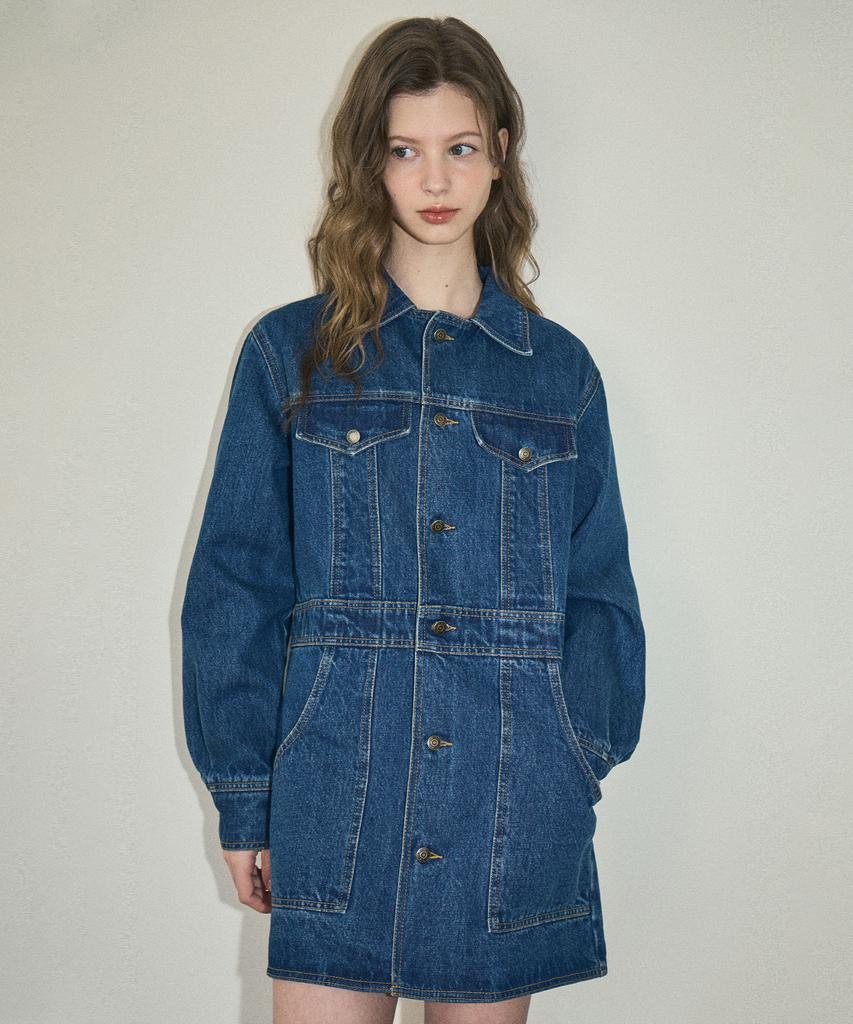 Aueonoseuteljia Two-Way Denim Half Jacket Dress_Deep Blue(Oc25-Ot01)