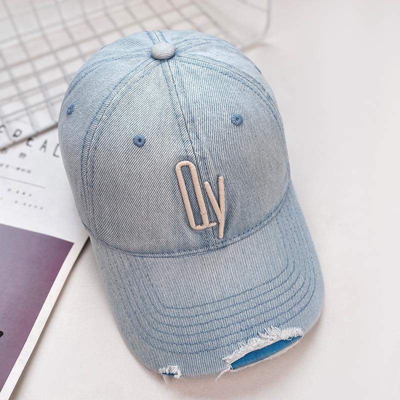 Vintage Retro Washed Cowboy Baseball Hat Men'S Spring And Summer Soft Top Letter Big Head Circumference Sunshade Cap