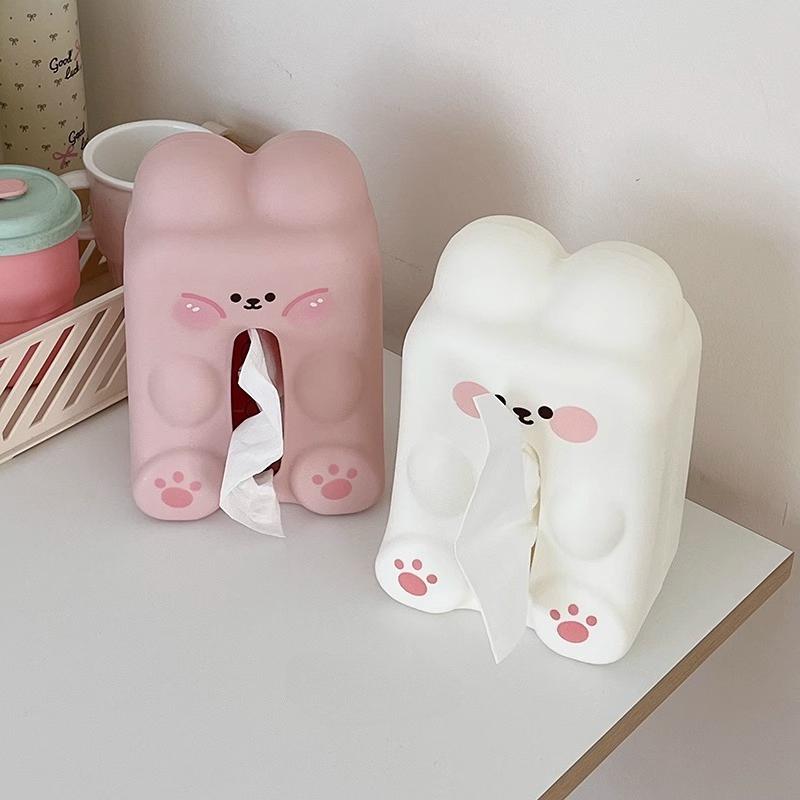 Cute Bunny Living Room Coffee Table Tissue Box Organizer Desktop Paper Box Dormitory Kawaii Bathroom Wall Mounted Tissue Box