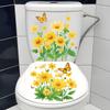 Yellow Chrysanthemum Butterfly Toilet Decoration Stickers, Bathroom Toilet Beautification Stickers
