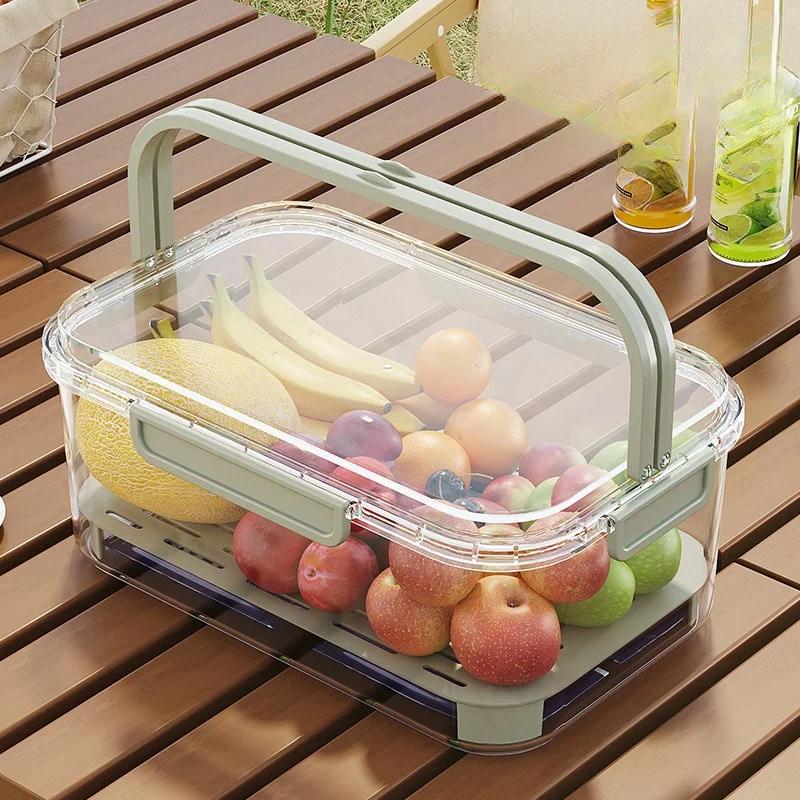 

Коробка для хранения свежих продуктов, переносная пластиковая коробка для пикника, большой контейнер для хранения в холодильнике с уплотнением для активного отдыха и холодного хранения зелёный