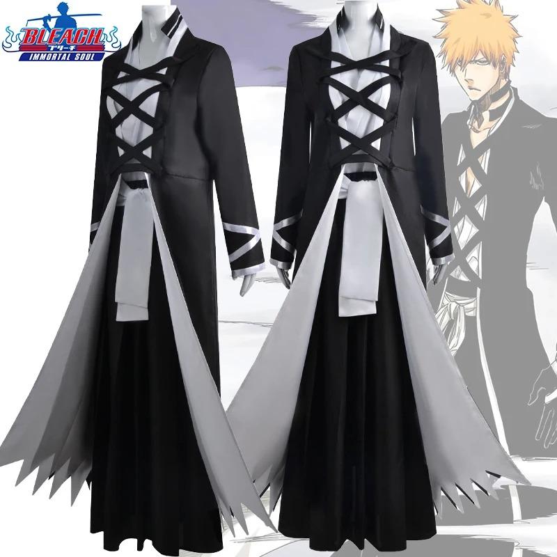 Anime BLEACH Kurosaki Ichigo Cosplay Kostým Japonská Manga Cosplay Černobílý Oblek Halloween Uniforma pro Hraní Rolí pro Muže