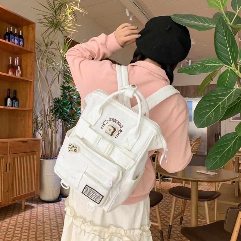 Small fresh Harajuku style literary and artistic portable clip student schoolbag spring new large-capacity backpack белый