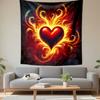 Flaming Heart Design On Dark Background Patterned Tapestry Decorative Wall Hanging, Home Bedroom Living Room Decor