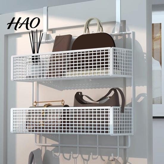 Étagère de rangement suspendue pour chambre à coucher Organisateur de porte avec crochets Construction robuste Conception de cintre en maille Facile à assembler Panier détachable à l'arrière