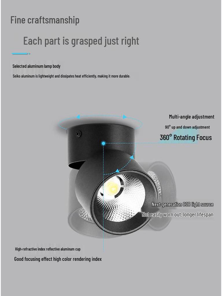 LED Folding Downlight: Surface-Mounted COB Spotlight for Hotel Walls and Ceilings
