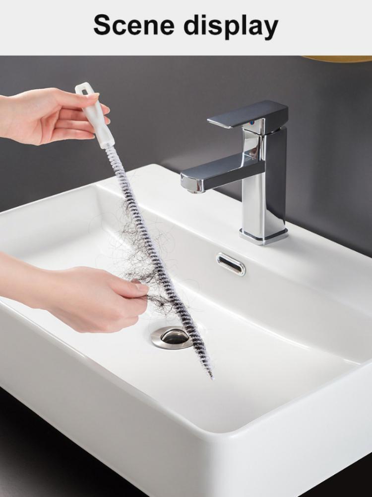 Spazzola per dragare il tubo da 45 cm Spazzola per capelli per il bagno Fogna Lavello Spazzola per la pulizia Pulitore di scarico Pulitore flessibile Strumento per la rimozione del foro della spina
