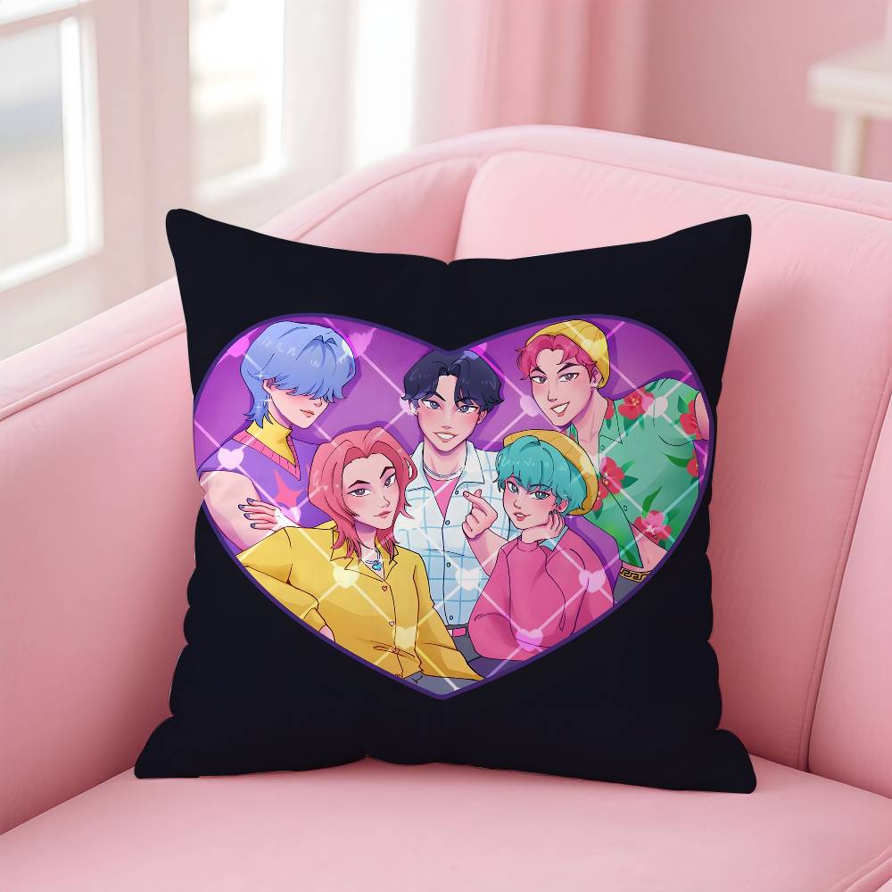 KPop S-Saja B-Boys Pillow Case Pattern Printing Pillowcase Living Room Sofa Cushion Cover Bedroom Room Decor