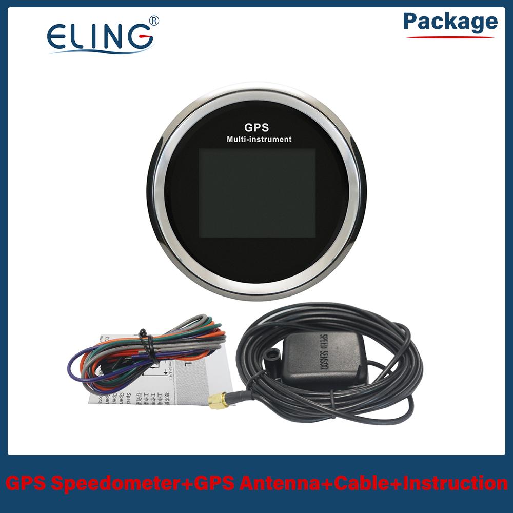 

ELING 85mm 10 in 1 Functions Digital GPS Speedometer ODO Tachometer Hours Fuel Voltmeter Water Temp Oil Pressure BS