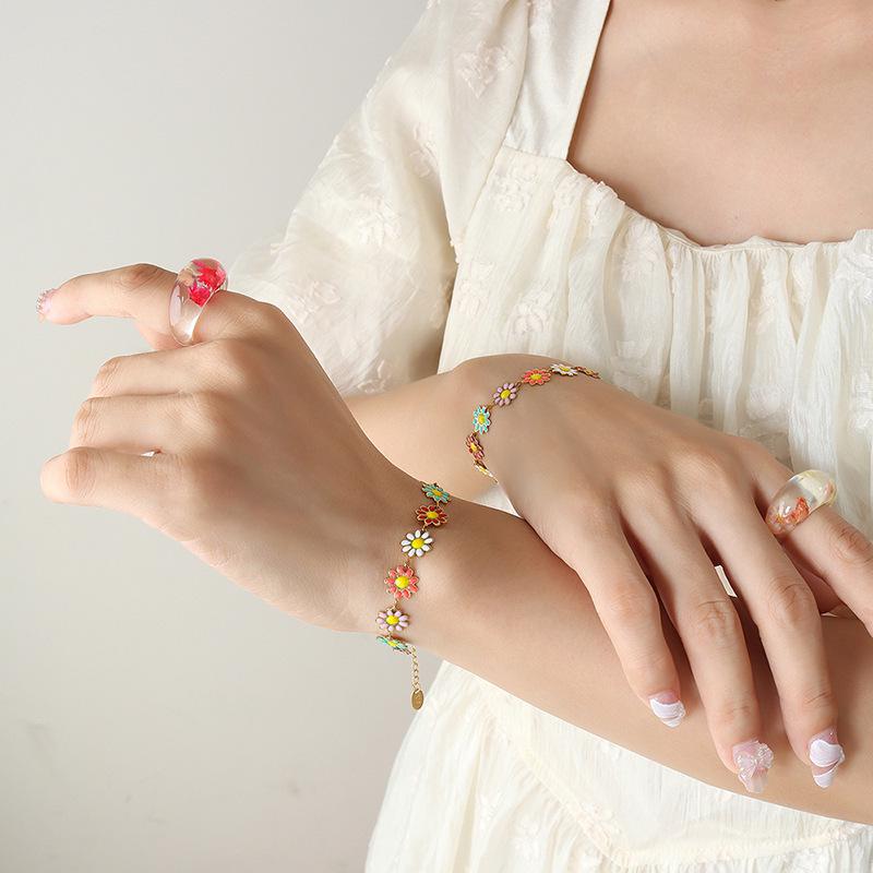 Personalized Pastoral Style Colorful Sunflower Necklace & Bracelet Set