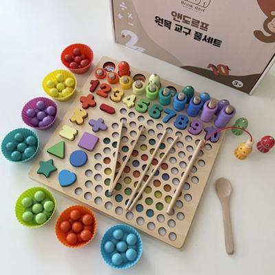 Anndorf Wooden Teaching Aids Full Set, Mixed Colors, Korean Toy Supplies
