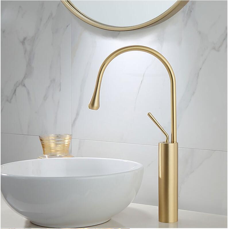 Basin Faucet Single Lever 360 Rotation Spout Moder Brass Mixer Tap For Kitchen Or Bathroom Basin Water Sink Mixer gold brush