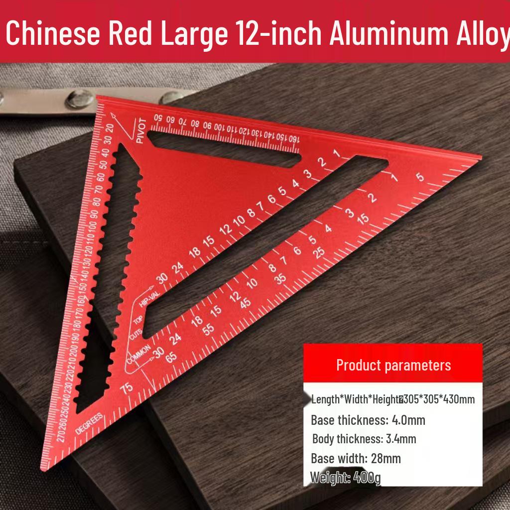 Righello a Squadra Triangolare in Lega di Alluminio Ispessito 45°/90°: Utensile multifunzionale per la lavorazione del legno