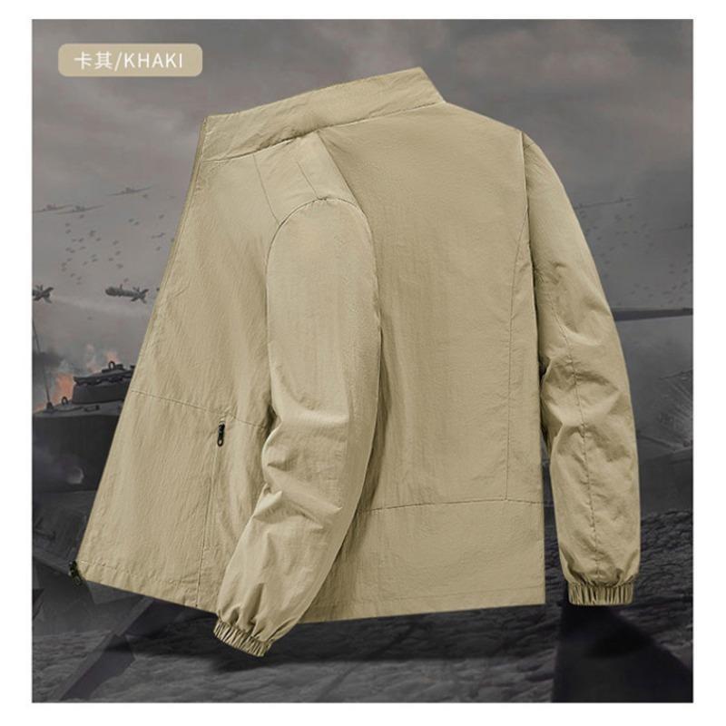 Veste Coupe-Vent Légère à Col Montant pour Homme, Imperméable Décontractée à Fermeture Éclair