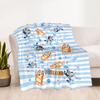 Bluey Family Adventure Customize Text Blanket Cozy Personalized Blanket Durable Comfort Perfect for Couch Home Decor Nap Picnics