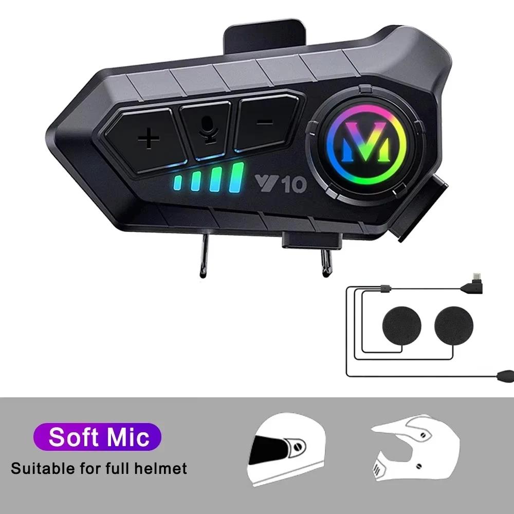 Y10 Pro Max Motorcycle Helmet Headset Bluetooth 5.3 Hands Free Ipx6 Waterproof 2000Mah Moto Wireless Earphone Support Voice