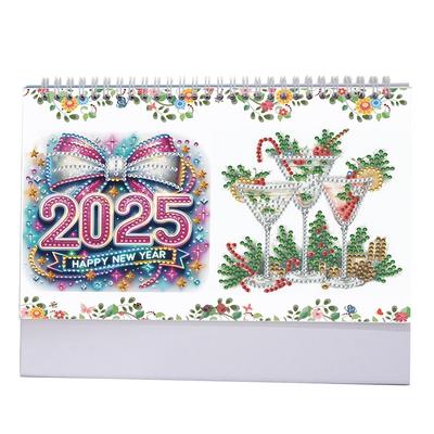 2025 Specialformad Kopp Diamantmålning Skrivbordskalender Skrivbords Diamant Stående Kalender 5D DIY Diamantkonst Bordsdekorationer