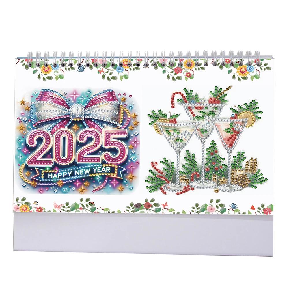 2025 Special Shape Cup Diamond Painting Desk Calendar Desktop Diamond Standing Calendar 5D DIY Diamond Art Tabletop Decorations