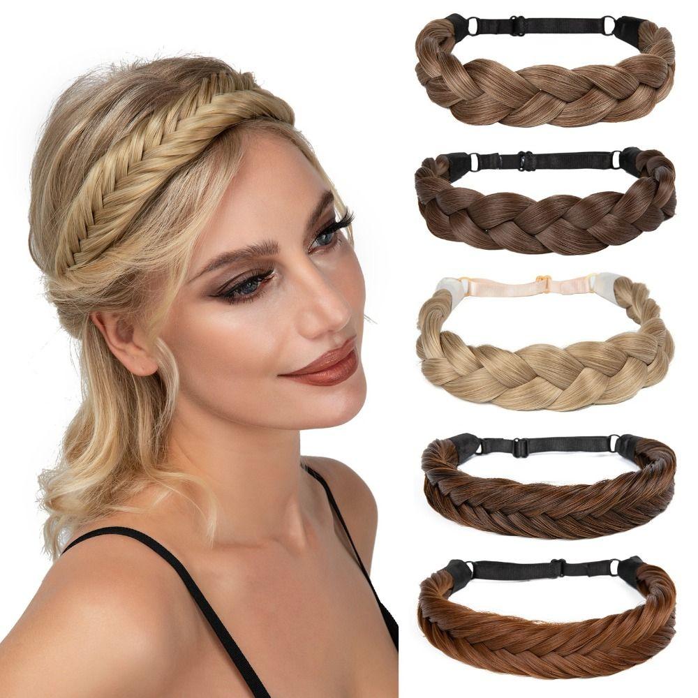 Adjustable Braided Hair Headband Golden/Brown/Black Handmade Hair Band  Women