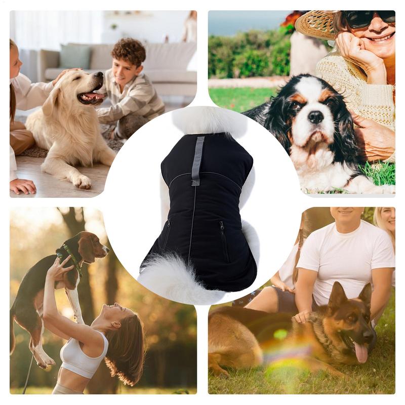 Haină de iarnă pentru câini, jachetă cu gât înalt, pijama pentru câini, haină caldă pentru câini, ținute pentru căței, jachetă pentru câini, haine pentru câini, haine de iarnă, rezistent la vânt