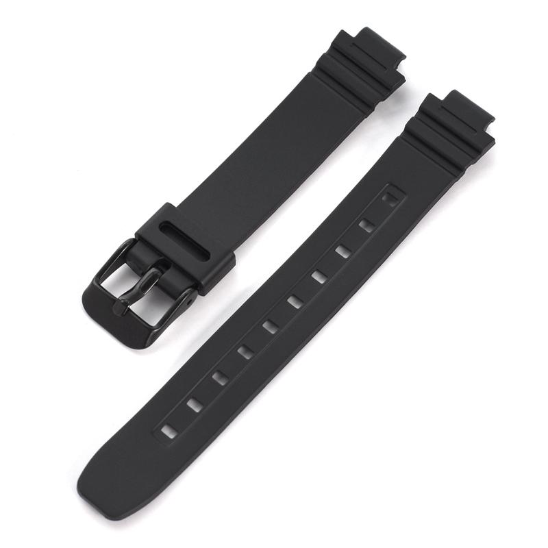 

Strap for Casio LA-20WH Black Resin TPU Watch Band Women Sports Waterproof Silicone Stainless Steel Pin Buckle Bracelet 10mm 10mm чорний