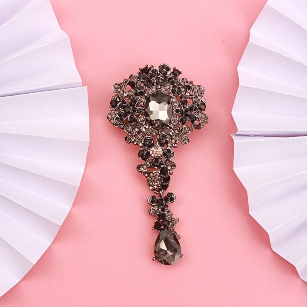 

1pc Elegant Palace Crystal Alloy Brooch, Metal Lapel Badge Pin for Lapels Cuffs Ties and Backpacks різнокольоровий