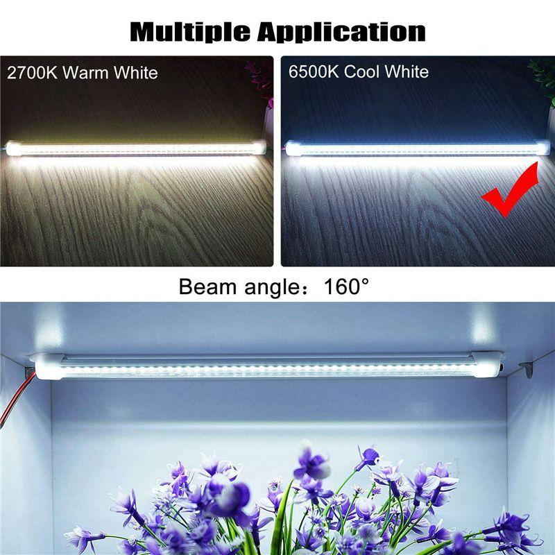 8X 12V Interior LED Light Bar 48 Leds Strip Lights With Switch And Magnets 6500K White Light For Car Van RV With US Plug