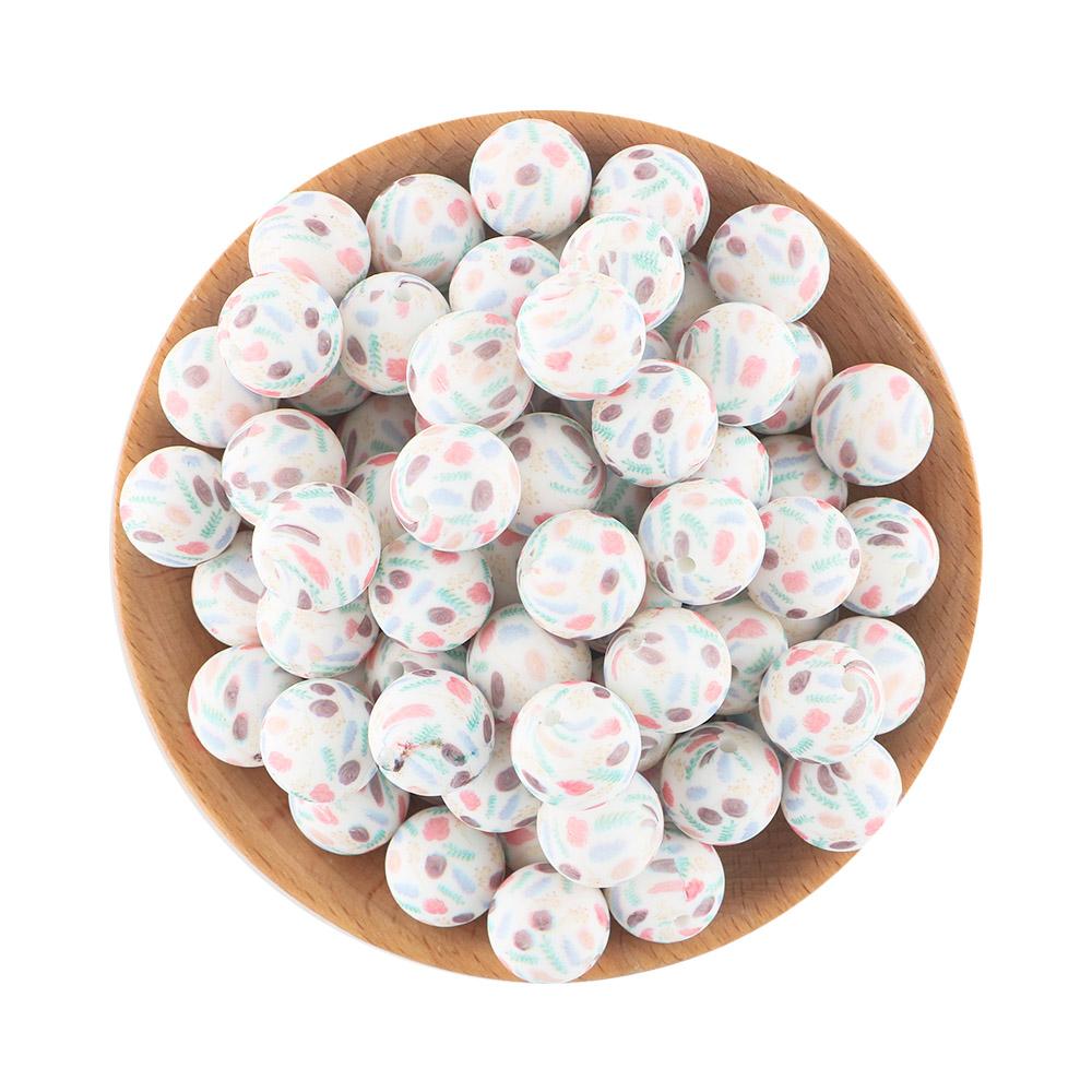 15MM Leopard Silicone Printed Beads 20pcs For Making DIY Jewelry Accessories Bracelet Necklace Making