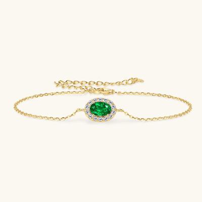 Silvere Glam A New Oval Emerald Bracelet From Europe And America, A Retro Feminine Jewelry S925 Sterling Silver Chain