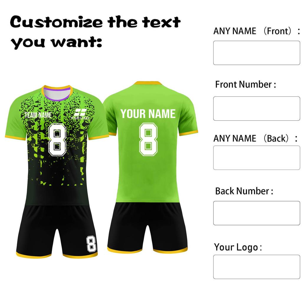 Custom Soccer Jersey Set Personalized Team Uniforms Quick Dry Sportswear for Youth and Adults with and Number