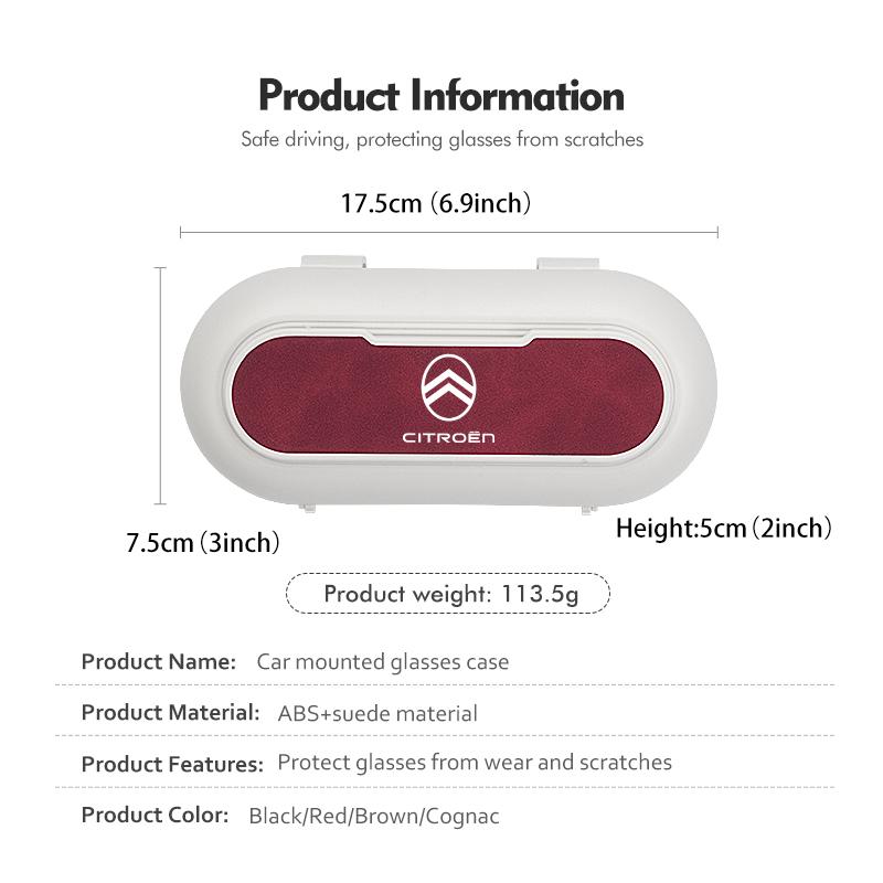 Suede Car Sun Visor Glasses Case Organizer Box Sunshade Holder For Citroen C4 C3 C5 C1 C2 C6 C4L DS3 DS4 Berlingo Picasso Jumper aiv256