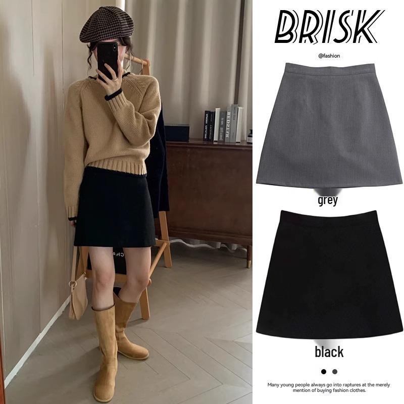 

Gray A-line High Waist Midi Skirt - Women s Spring/Autumn 2024 Bodycon Style L