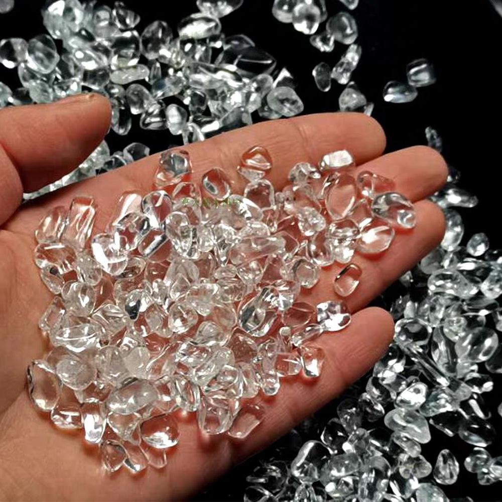 Natural Clear Quartz Crystal Chips Tumbled Chips Reiki Healing Crystals Small Tumbled Stones Gravel 7-9mm Fish Tank Garden Decor 50g (7-9mm)