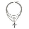 Hip-hop Necklace Jewelry Multi-layered Wearing Cross Pendant Necklace Female High-end Collarbone Chain