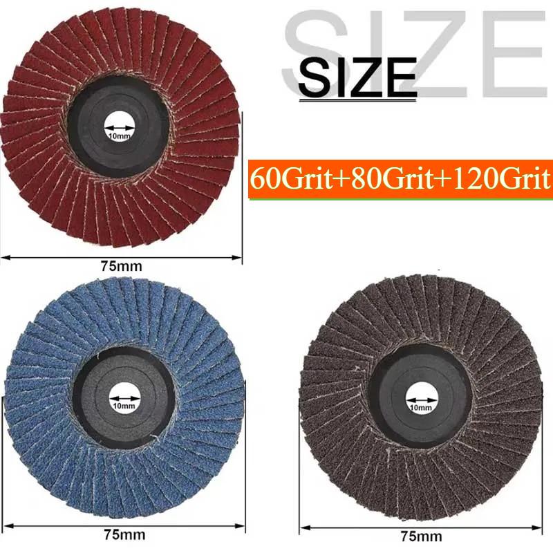 3 Inch 75mm Flap Discs  Abrasive Sanding Wheels for Angle Grinder – Metal Wood Polishing