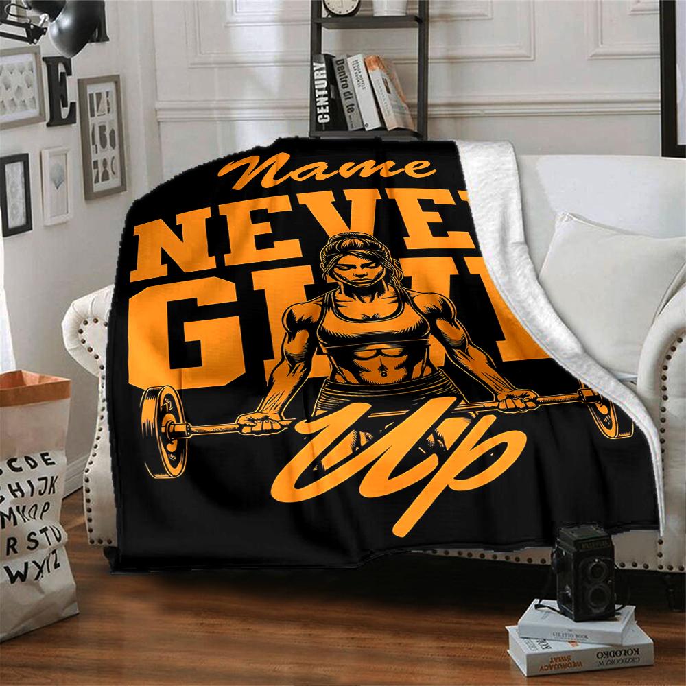 Custom Name Weightlifting Theme Printed Blanket - Perfect for Couch, Bed, Travel & Outdoor Use | Machine Washable, Cozy & Durable.
