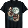Three Pugs Howling At Moon Graphic Tee Funny Cute Dog Lover T-Shirt for Men Women
